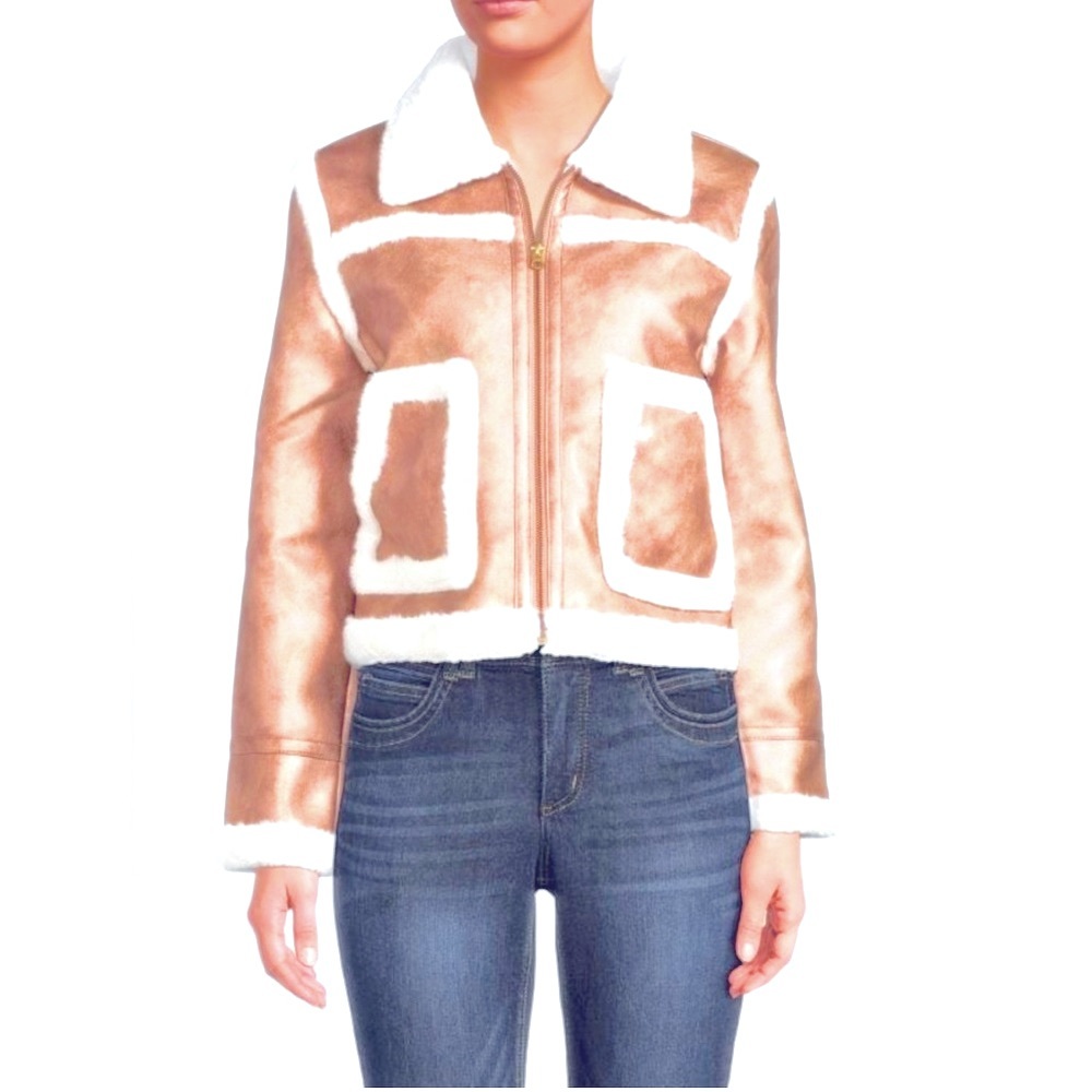 FRENCH CONNECTION Balia Faux Leather and Sherpa piping to accentuate!